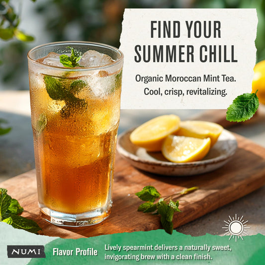 Numi Organic Tea Moroccan Mint, 18 Count Box of Tea Bags, Herbal Teasan