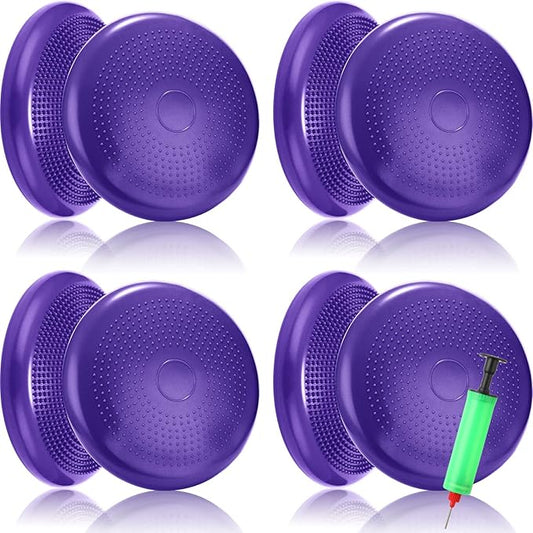 Jerify 4 Pcs Wiggle Seat Flexible Inflated Wobble Cushion Stability Balance Pad Balance Disc Sensory Seat for Men Women Fitness Physical Exercise Improving Posture Home Office