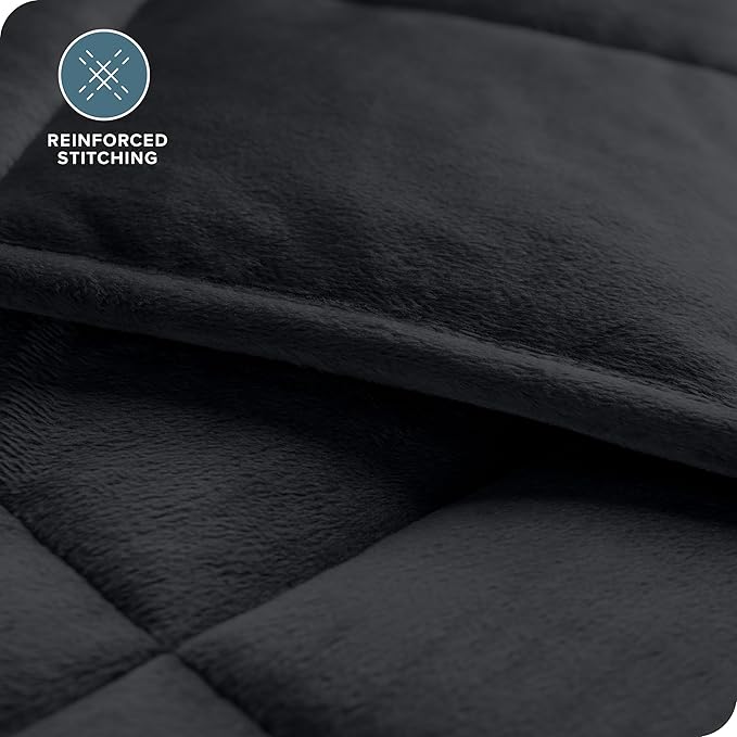 Bare Home Weighted Blanket Queen Size 17lb (60" x 80") for Adults - Minky Fleece - Premium Heavy Blanket Nontoxic Glass Beads (Black, 60"x80")