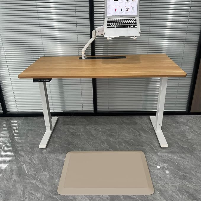 1" Extra Thick Anti Fatigue Floor Mat 50" L x 17" W,Kitchen Mat, Standing Desk Mat,140D Advanced PU Foam Ergonomic Comfort at Home, Office, Garage, Sink (Beige)
