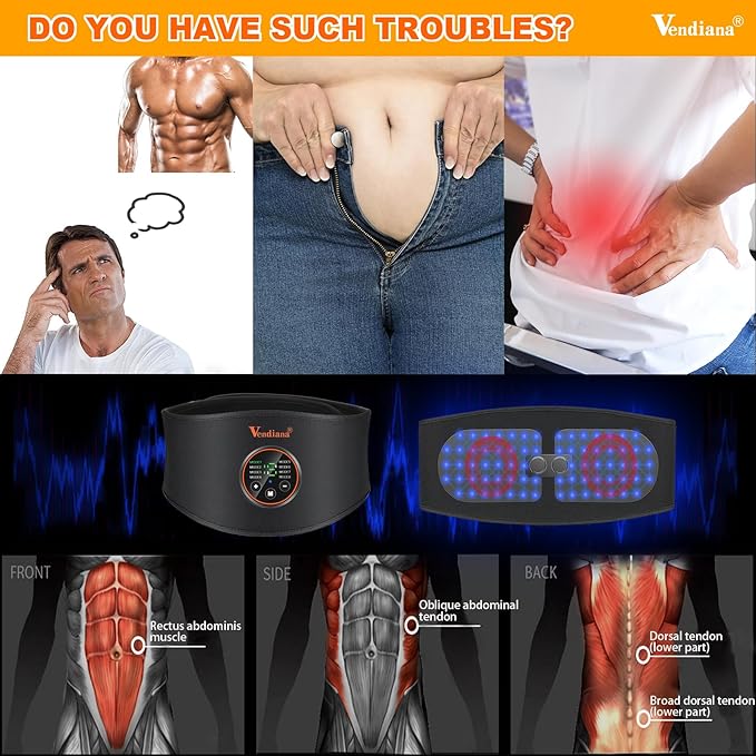 ABS Stimulator Muscle Toner Flex Fitness Belt for Waist Trimmers FDA Cleared AB Machine Abdominal Toning Ems (Pink, One Size)