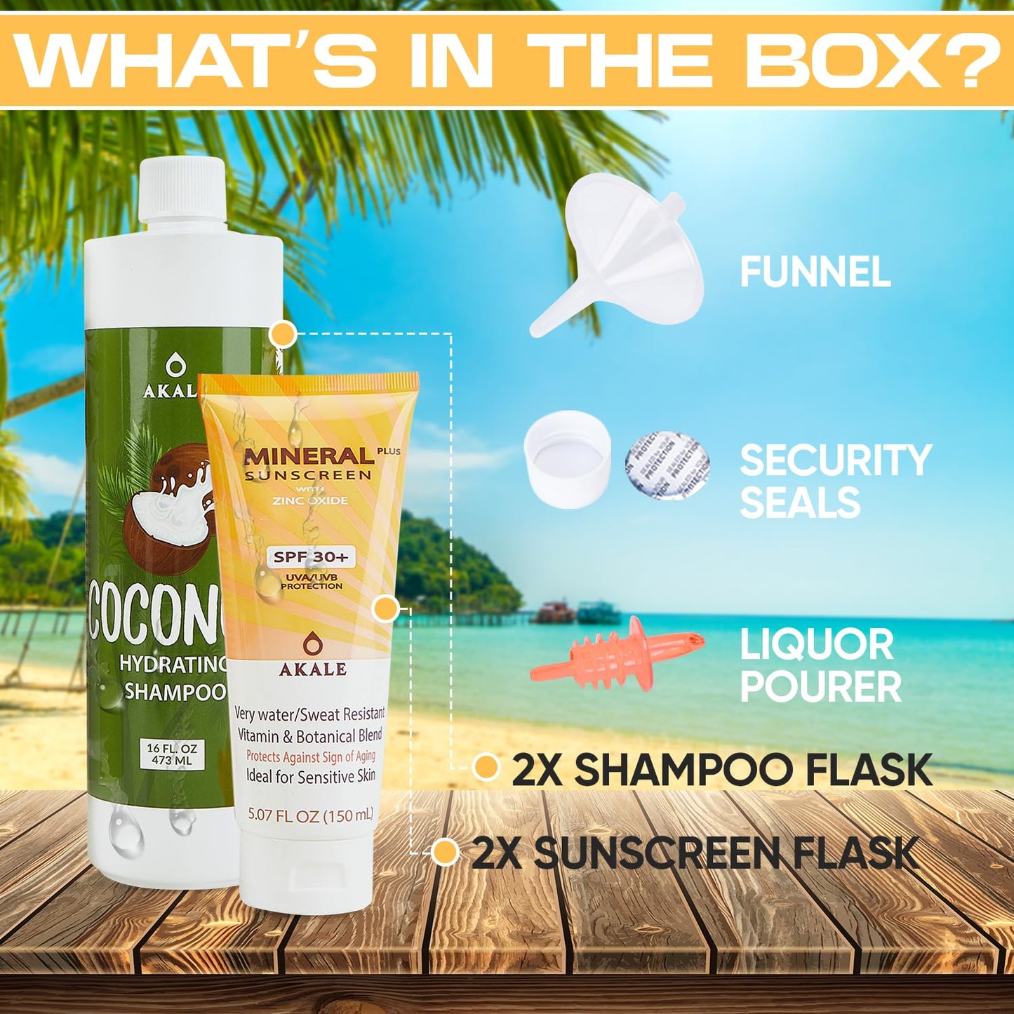 Fake shampoo & Sunscreen, Hidden Liquor Smuggling Kit, Flasks for Travel, Smuggle Your Booze Anywhere with Discretion -By AKALE, 1,246 ML
