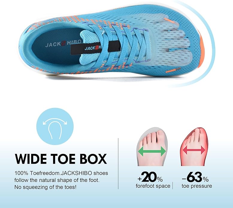 JACKSHIBO Wide Toe Box Shoes for Men Arch Support Shoes Wide Width Sneakers for Running Walking Athletic Tennis Orthopedic Plantar Fasciitis Workout with Thick Cushioned Zero Drop Sole