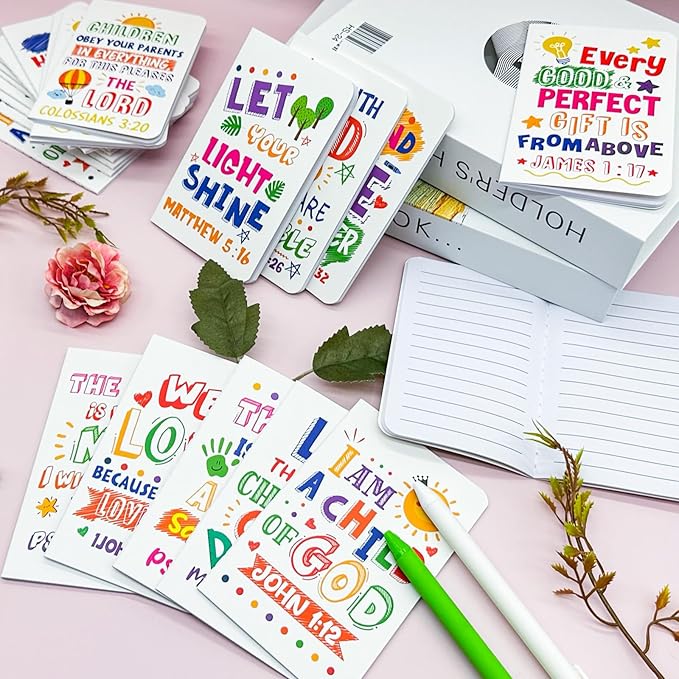 24Pcs Bible Verse Notepads,Mini Religious Pocket Notebooks Motivational Christian Small Inspirational Notepads Journals Gift Bulk Prizes for Kids Teacher School Home Travel Supplies (Bible White)