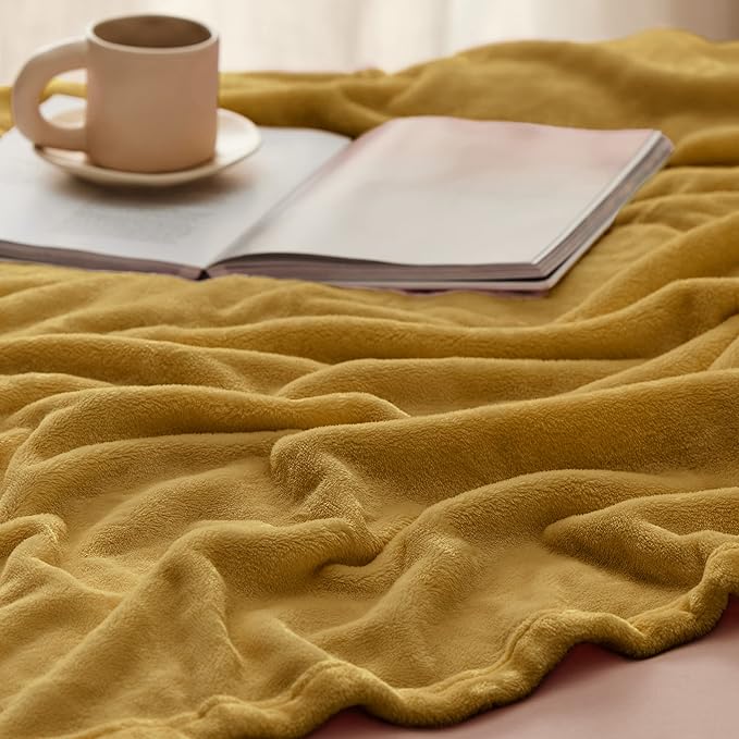 Bedsure GentleSoft Fleece Blankets King Size Gold Yellow - Bed Blanket Soft Lightweight Plush Cozy Fuzzy Luxury Microfiber, 108x90 inches