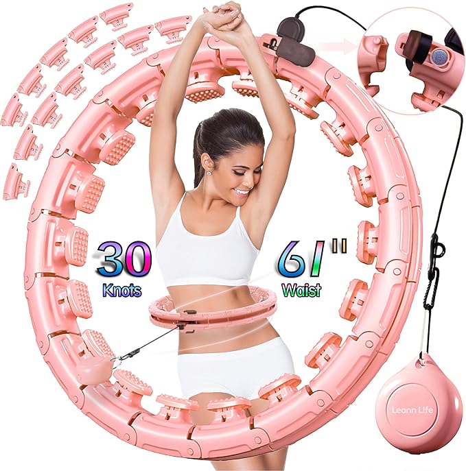 30/12 Knots, Upgraded Magnetic Lock Weighted Hula Hoop for Adults Weight Loss, Infinity Hoop Plus Size, Children Adults Home Outdoors, Fitness Exercise, Abdominal Toner