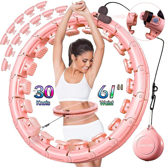 30/12 Knots, Upgraded Magnetic Lock Weighted Hula Hoop for Adults Weight Loss, Infinity Hoop Plus Size, Children Adults Home Outdoors, Fitness Exercise, Abdominal Toner