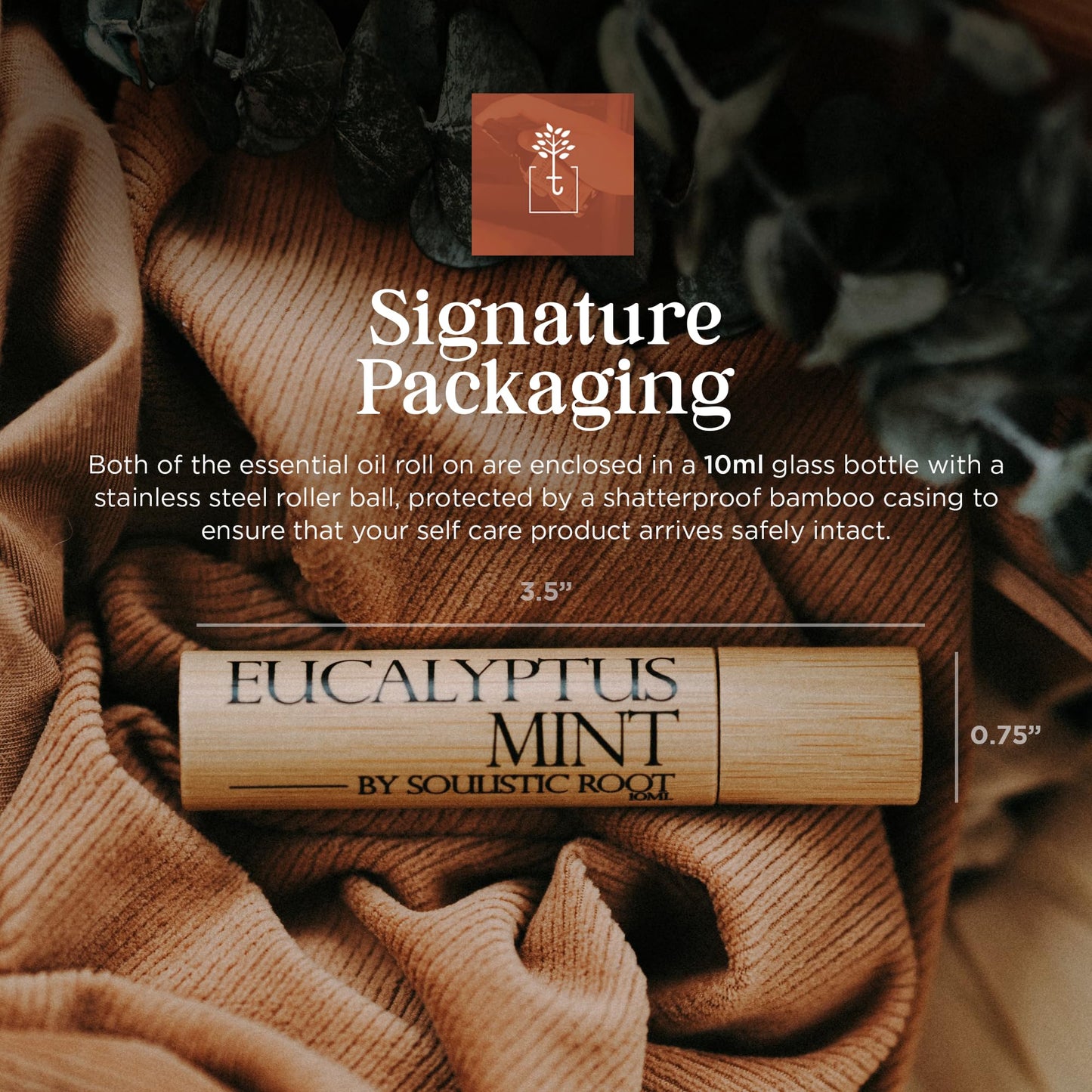 Soulistic Root Eucalyptus Mint Essential Oil Roll On – Aromatherapy Blend w/Peppermint, Spearmint, Rosemary – Breathe Rollerball for Self Care, Spa, Energy, Wellness – 10ml Bottle - for Men & Women