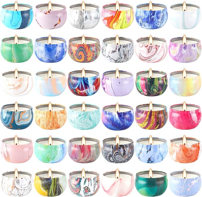 Scented Candles Gift Set 2.5 oz×36 Pack, Soy Wax Aromatherapy Candles for Home, Travel Tin Candles for Yoga Sleep Relax Body