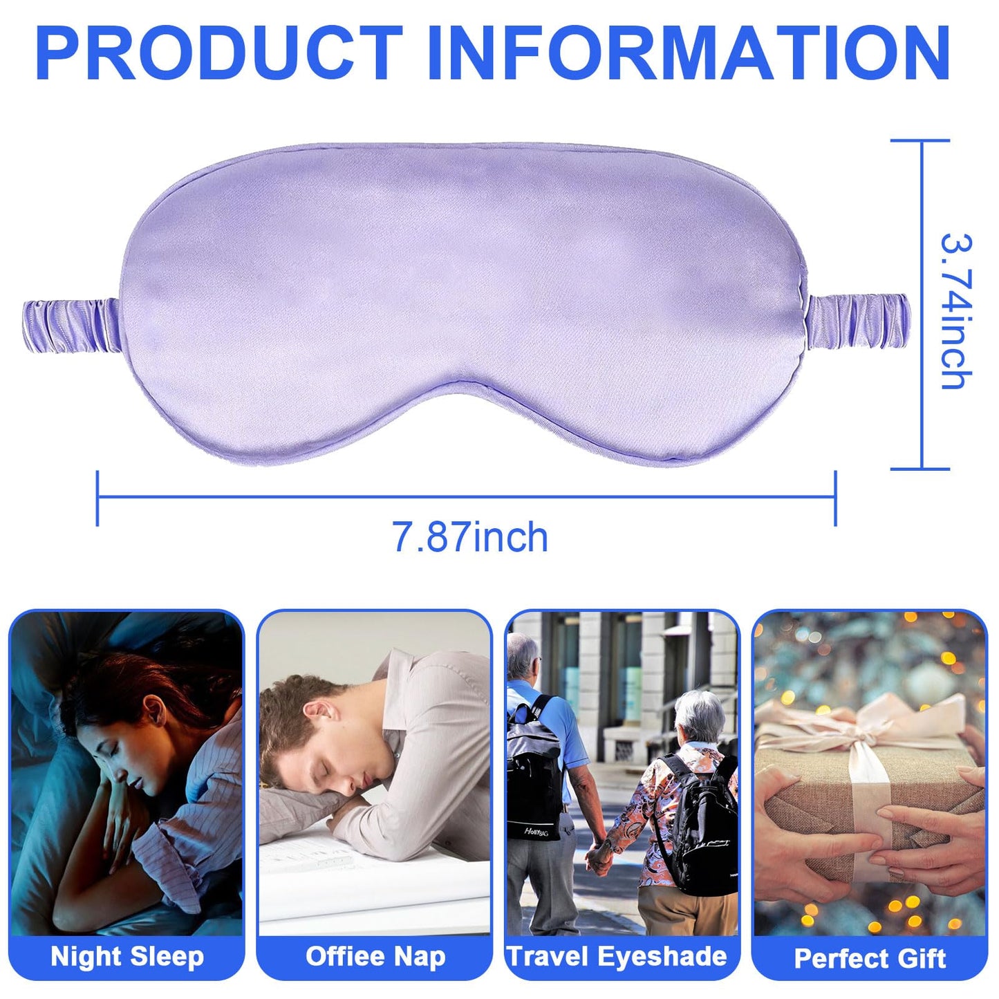 2Pack Silk Sleep Mask,IEKEODI Eye Mask for Sleeping,Elastic Blackout Eye Mask & Blindfold for Full Night's Sleep,Travel and Nap(Purple)