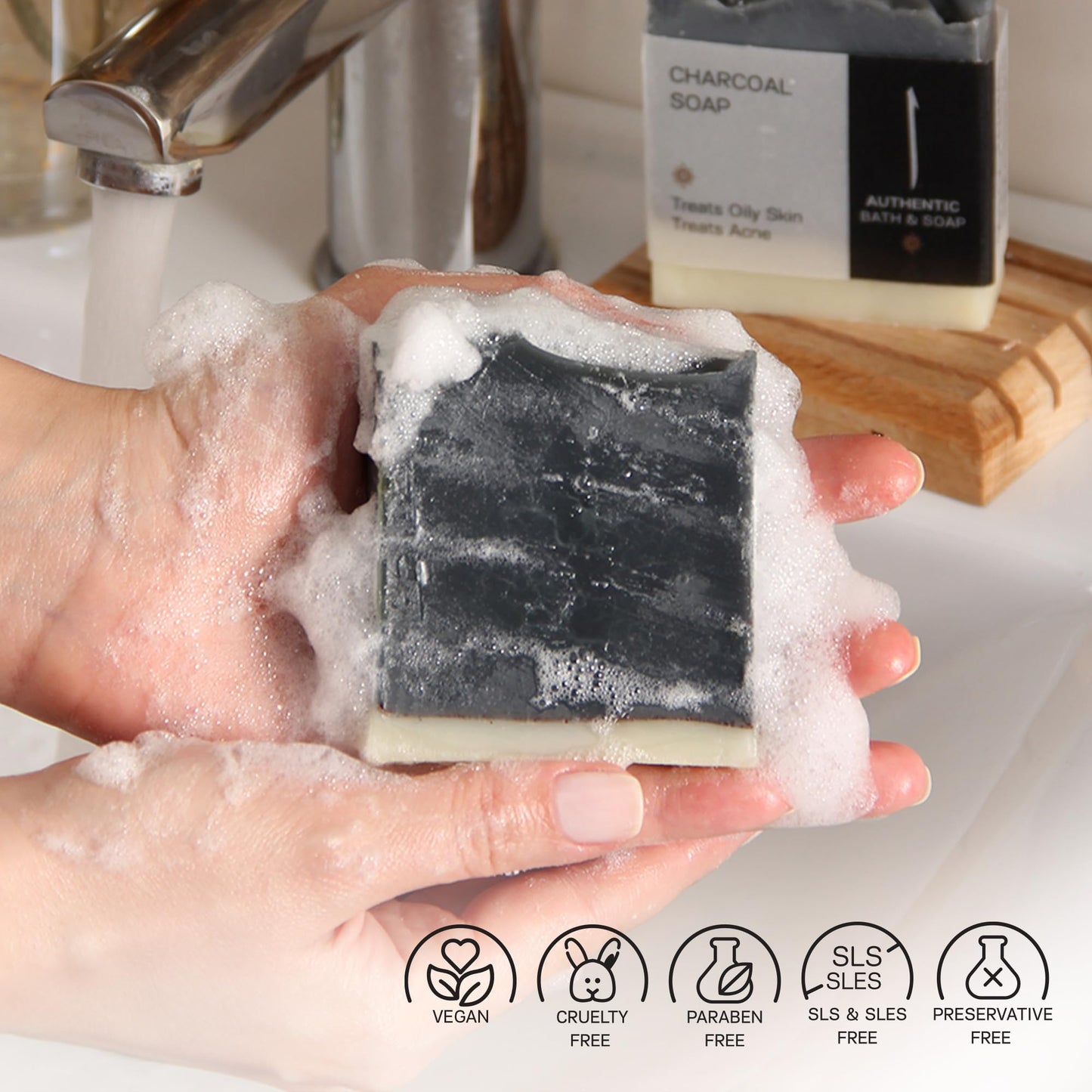 AUTHENTIC BATH & SOAP - Activated Charcoal Soap Bar - Cold Processed, Cleansing & Detoxifying Wash for Men & Women, Handmade, Cruelty Free, Vegan, no Parabens or Sulfates. (Pack of 2) 4.2 Oz Each