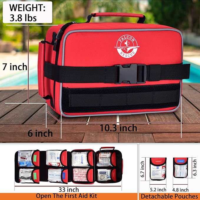 418-Piece First Aid Kit, All-in-One Waterproof Survival Kit for Home, Car, Travel, Hiking & Outdoor Emergencies | Tear-Resistant & Compact Design for Business, Vehicle & School Use