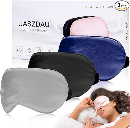 Eye Mask for Sleeping,3 Pack Silk Sleep Masks for Women Men-Blindfold for Travel on Airplane,100% Pure Silk Eye Mask for Sleep with Adjustable Strip