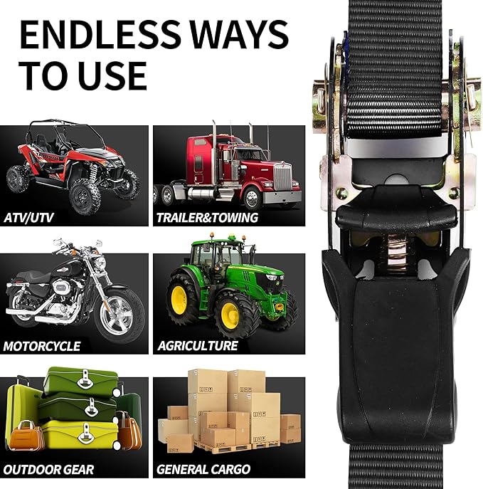 Cartman 1" x 15' Ratchet Tie Down up to 1500lbs 6pk in Carry Bag, Cargo Straps