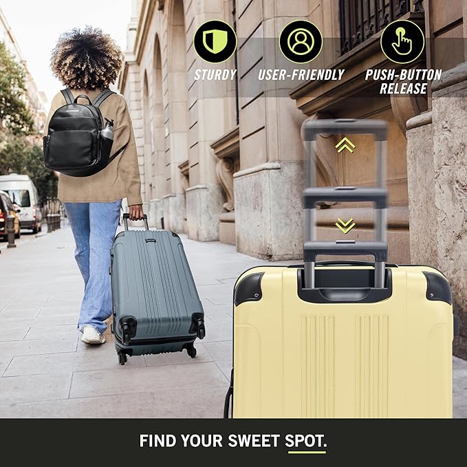 Kenneth Cole REACTION Out of Bounds Lightweight Hardshell 4-Wheel Spinner Luggage, Pale Banana, 2-Piece Set (20" & 28")