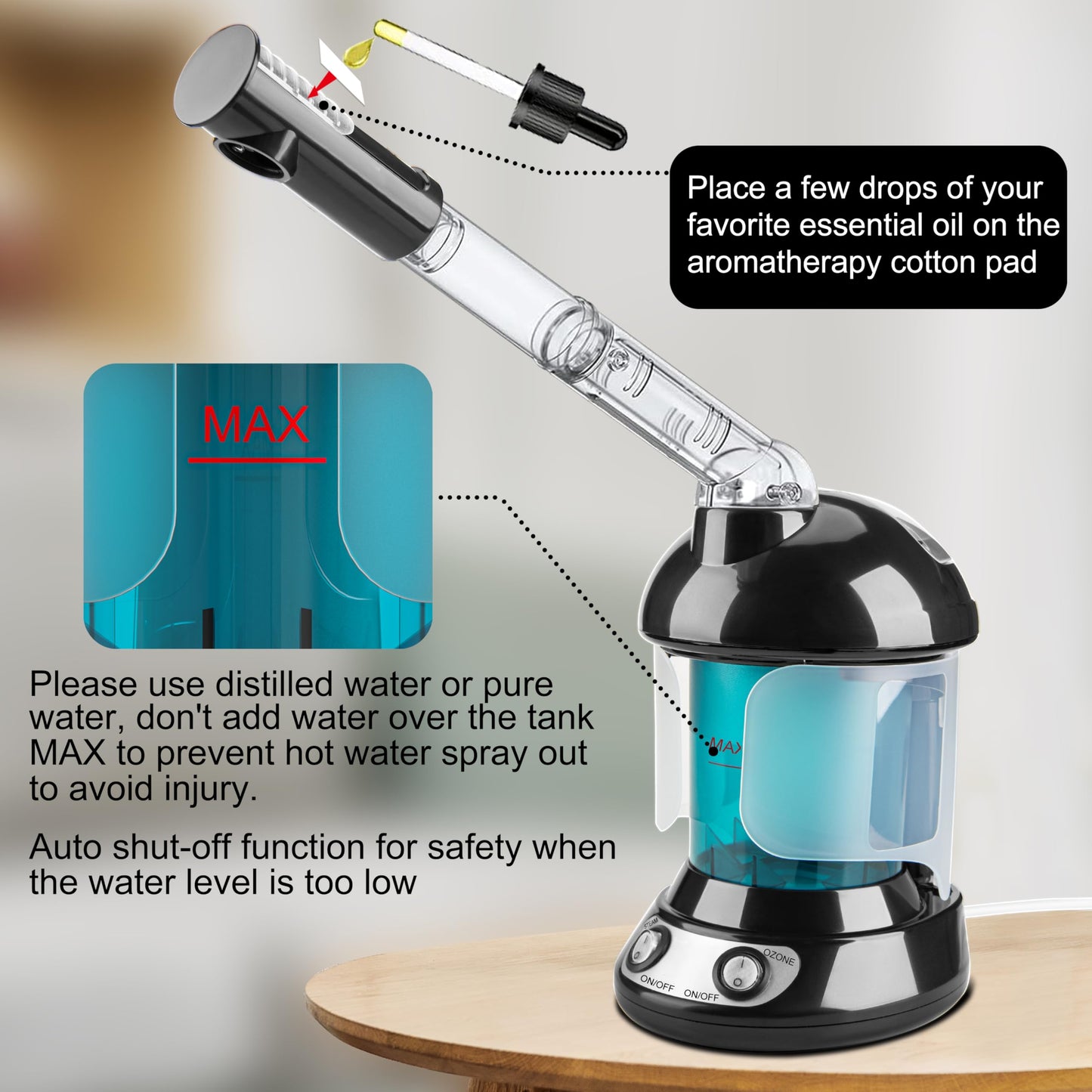 KINLITO 2-in-1 Hair and Face Steamer, Hair Steamer Humidifier for Deep Conditioning & Facial Steamer for Deep Cleaning, Tabletop Steamer with UV Ozone for Personal Care Use Home Spa Salon