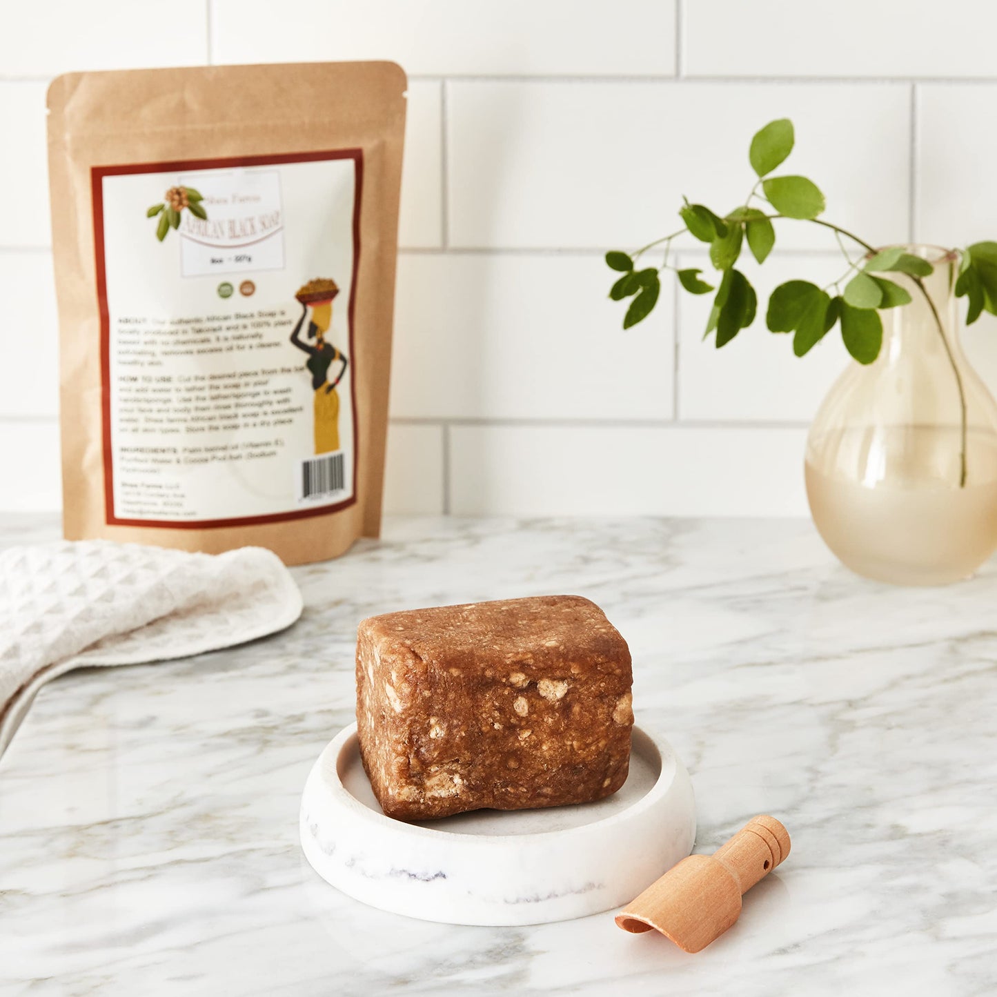 Shea Farms - Raw African Black Soap, 8oz Bar – Deep Cleansing Natural Black Soap for Acne, Dark Spots, Ring Worm, Eczema - Cruelty Free Face & Body Wash - Guaranteed 8oz Bar