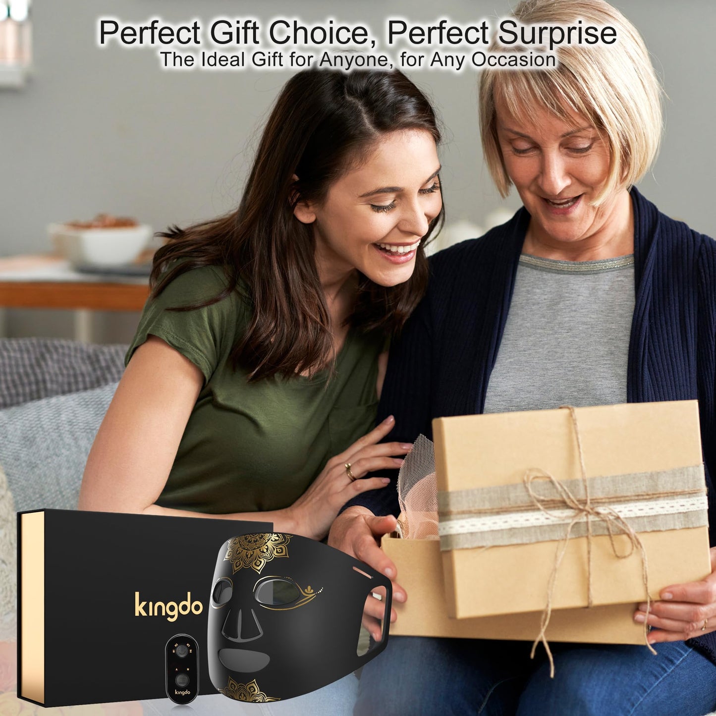 KINGDO Red Light Therapy Mask for Face, 4 Modes Infrared Light Therapy LED Face Mask with Remote, Portable and Rechargeable with Timer, Ideal for Home Use