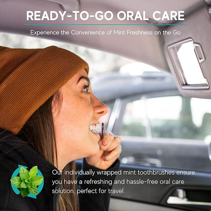 Avistar 40 Prepasted Disposable Toothbrushes Individually Wrapped - Single Use Pre Pasted Disposable Toothbrushes with Toothpaste Built in - Waterless Toothbrush for Travel, Guests, Hotel, & Camping