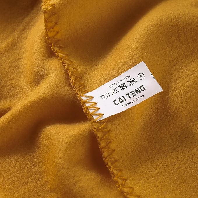 CAI TENG Fleece Throw Blanket Bulk 6 Pack Kid Blankets Soft Lightweight Cozy Polar Fleece 50 x 60 Throws Solid Pet-Friendly Bed Sofa Couch Fleece Fabric Travel Wedding Outdoor Mustard Yellow
