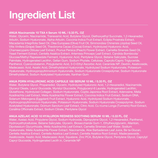 Anua Serum Discovery Trio, Mini Face Serum Travel Size Kit with Hyaluronic Acid, Niacinamide & Azelaic Acid, Hydrating Soothing Gift Set for Women, Korean Skincare Set -10ml/0.33fl.oz × 3EA