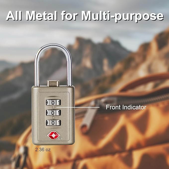 Combination Lock TSA Approved Lock 3 Digit Code Padlock Luggage Lock for Bags, Luggage, Backpacks, Toolboxes, Suitcases, Storage Cabinets