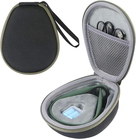 co2CREA Hard Case for SHOKZ New OpenRun Pro 2/1, OpenRun, OpenMove, OpenSwim Pro, OpenSwim, Compatible with All SHOKZ Open-Ear Bone Conduction Sport Headphones, Black Case + Forest Green Zipper