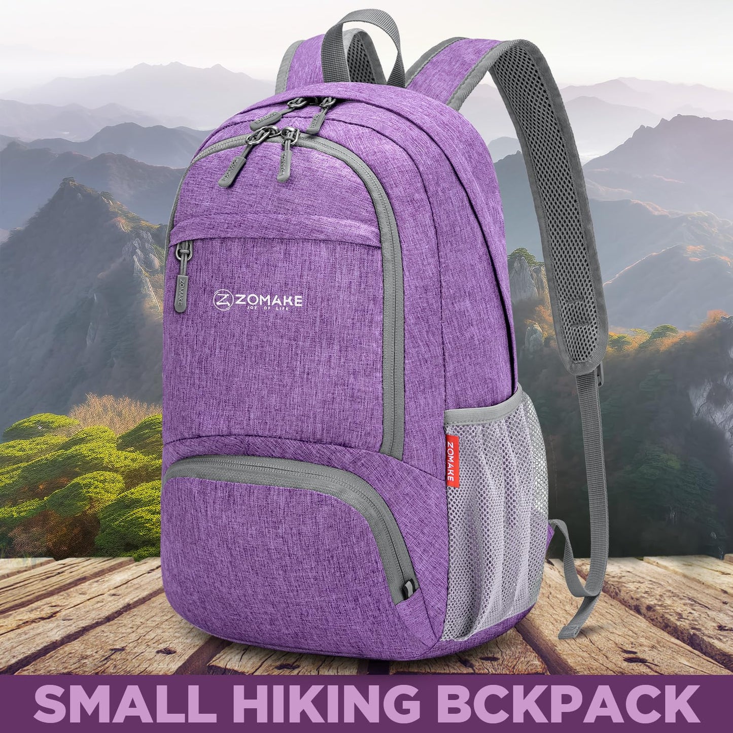 ZOMAKE Ultra Lightweight Packable Backpack 20L,Small Foldable Backpacks Hiking Water Resistant Collapsible Daypack for Women Men(Light Purple-C2)