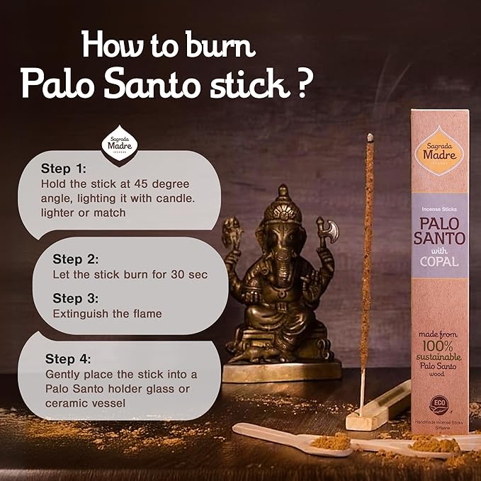 8pcs Wildly Harvested Thick Palo Santo Incense Sticks (Copal), 9” Long - Eco Friendly, Non-Toxic, Aromatic Incense Sticks (1hr Burning Time) to Heal & Calm Your Body and Environment