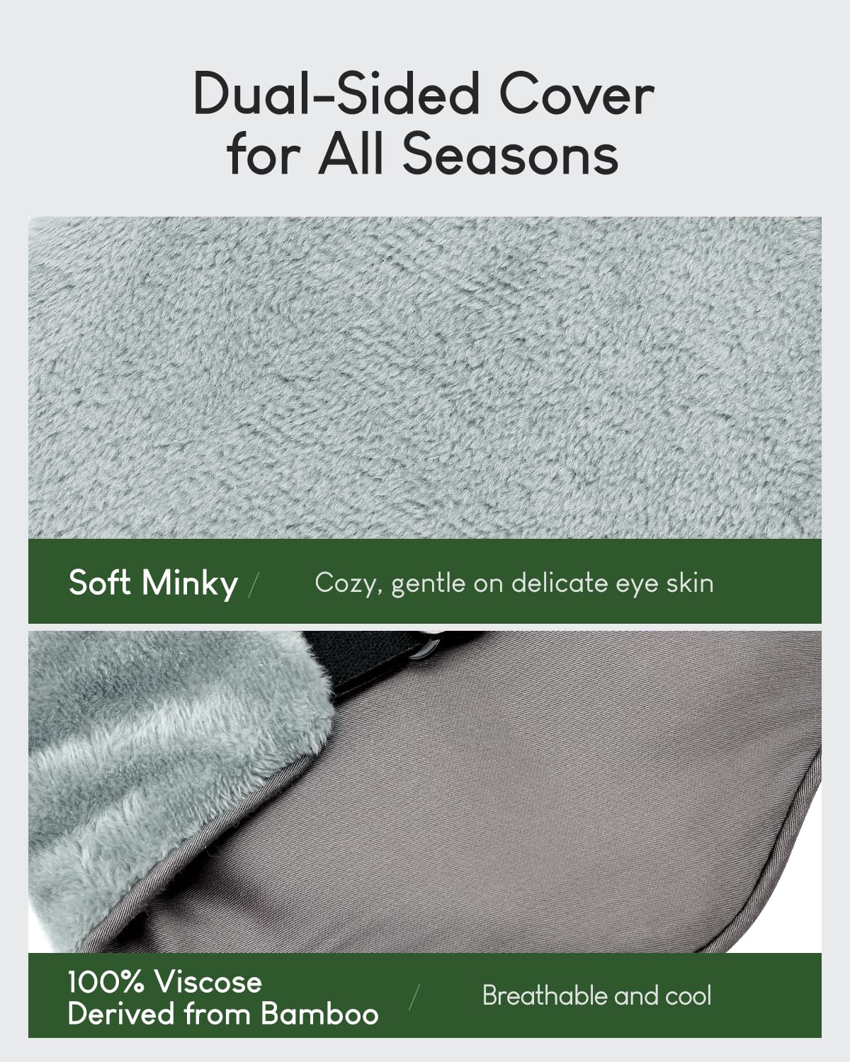 Sivio Weighted Eye Mask for Sleeping, Cooling & Cozy Reversible Blackout Sleep Mask for Women & Men, Microwave Freezable Heavy Blindfold for Migraine, Travel, Meditation, 0.55lbs, Grey