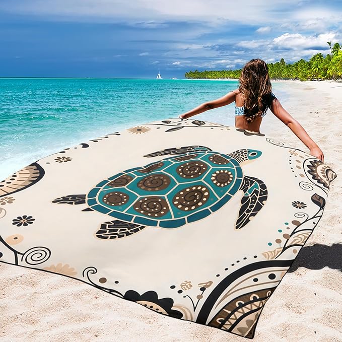 Beach Blanket Waterproof Sandproof Beach Mat 79" X 83"/10'x9'for 2-8 Adults Quick Drying Outdoor Picnic Mat Beach Accessories for Travel, Camping, Hiking