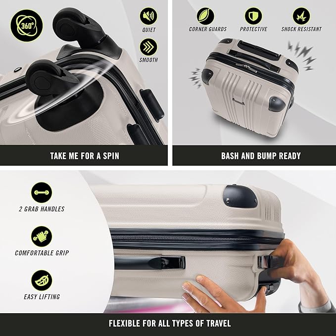 Kenneth Cole REACTION Bounds Lightweight Hardshell 4-Wheel Spinner Luggage, Mushroom, 28-Inch Checked