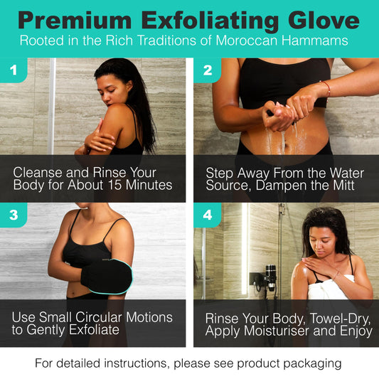 aZengear Deep Exfoliating Glove (2 Pack), Body Scrub Korean Mitt, Kessa Washcloth for Dead Skin, Spray Tan Removal, Keratosis Pilaris, Pore Cleansing, Viscose Natural Fibre