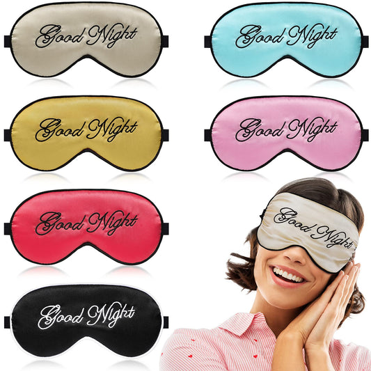 Syhood 6 Pieces Silk Sleep Eye Cover Masks Satin Eye Mask Soft Blindfold Sleeping Mask Adjustable Strap Blinder Night Eyeshade Cover for Women Men Night Travel Nap(Multicolor)