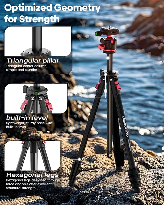 68" Lightweight Travel Camera Tripod with Ball Head, Compact Aluminum Tripod for DSLR/SLR, Compatible with Canon, Nikon, Binoculars, Telescope (Supports 8.8 lbs, Weighs 2.62 lbs)