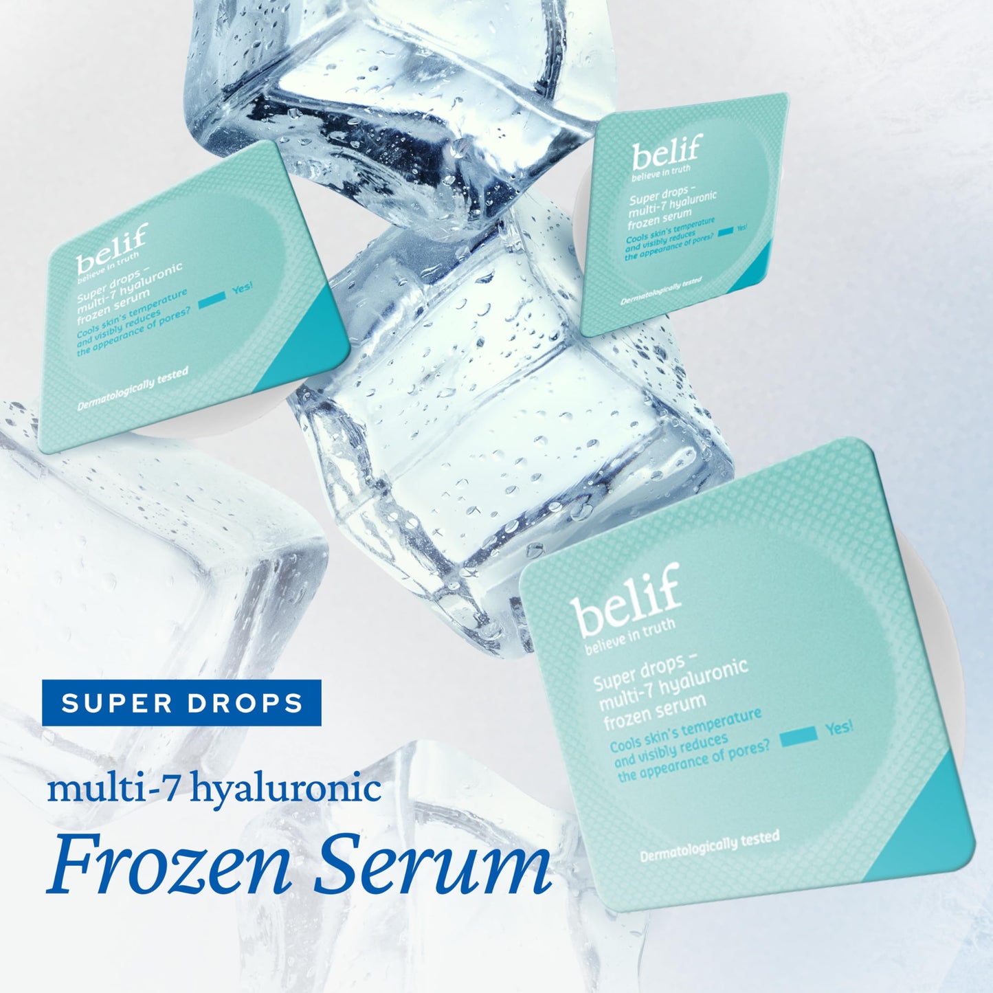 belif Super Drops Multi-7 Hyaluronic Frozen Serum - Hydrating, Soothing, Depuffing Serum with Peptides & Caffeine, Enhances Skin Elasticity, Korean Skincare, 5mlx9EA