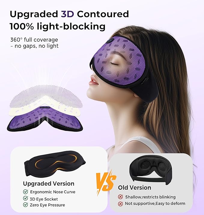 Sleep Mask Headphones with Bluetooth 5.4, LC-dolida Wireless Music Eye Mask for Sleeping Headphones Detachable 3D Eye Cups Cooling Breathable Bluetooth Eye Mask for Side Sleepers