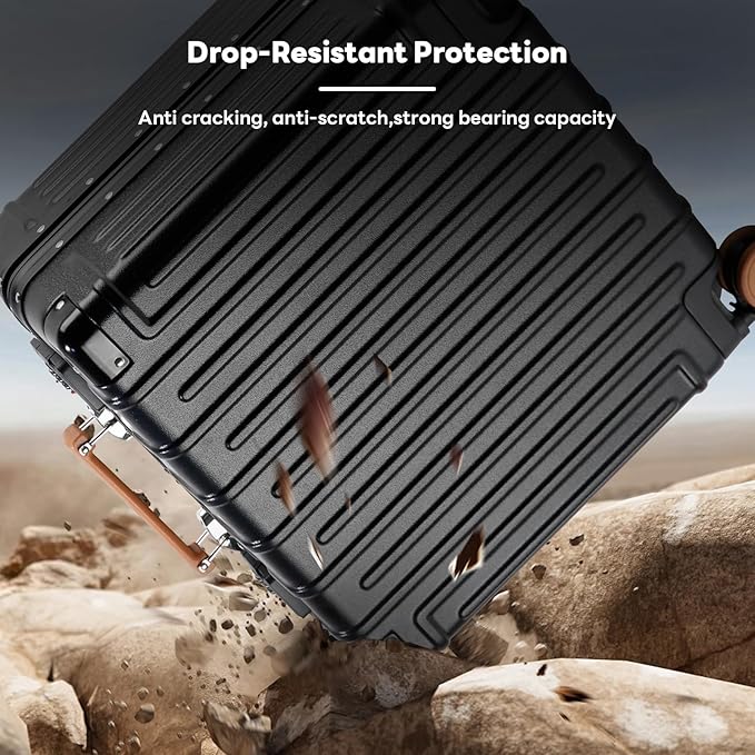 18 Inch Carry On Luggage Suitcase Locks TSA Approved Hardside Lightweight Suitcase with Cup Holder TSA Lock Carry On Luggage with USB Port Phone Holder Suitcases with 360° 8 Double Spinner Wheels