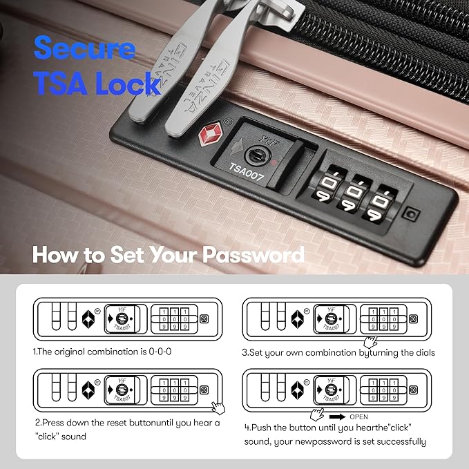 29 Inch Large Checked Luggage Expandable Hard Shell Suitcase with Spinner Wheels TSA Lock for Travel, 29inch, Rose Gold