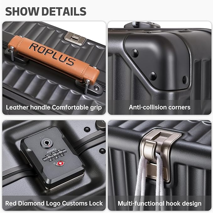 Aluminium Frame Checked-Luggage with Smooth Jelly Wheels, Hardside Zipperless Rolling Suitcase with TSA Lock (Grey, 28-Inch)