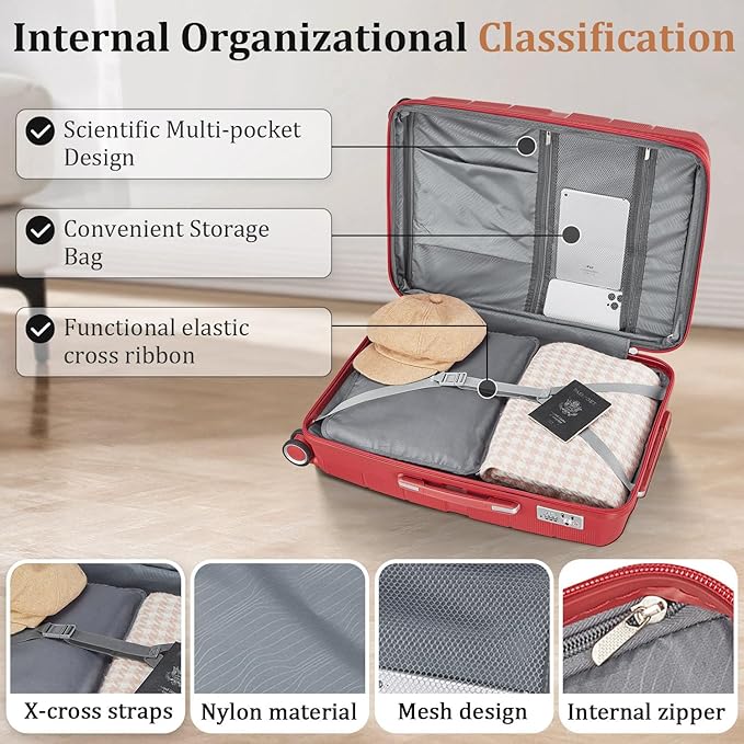 4-Piece Hardshell Luggage Set with TSA Locks, Expandable Suitcases and Silent Spinner Wheels - Vibrant Colors for Easy Identification (14/20/24/28 Inch) - Family Travel Suitcase Sets