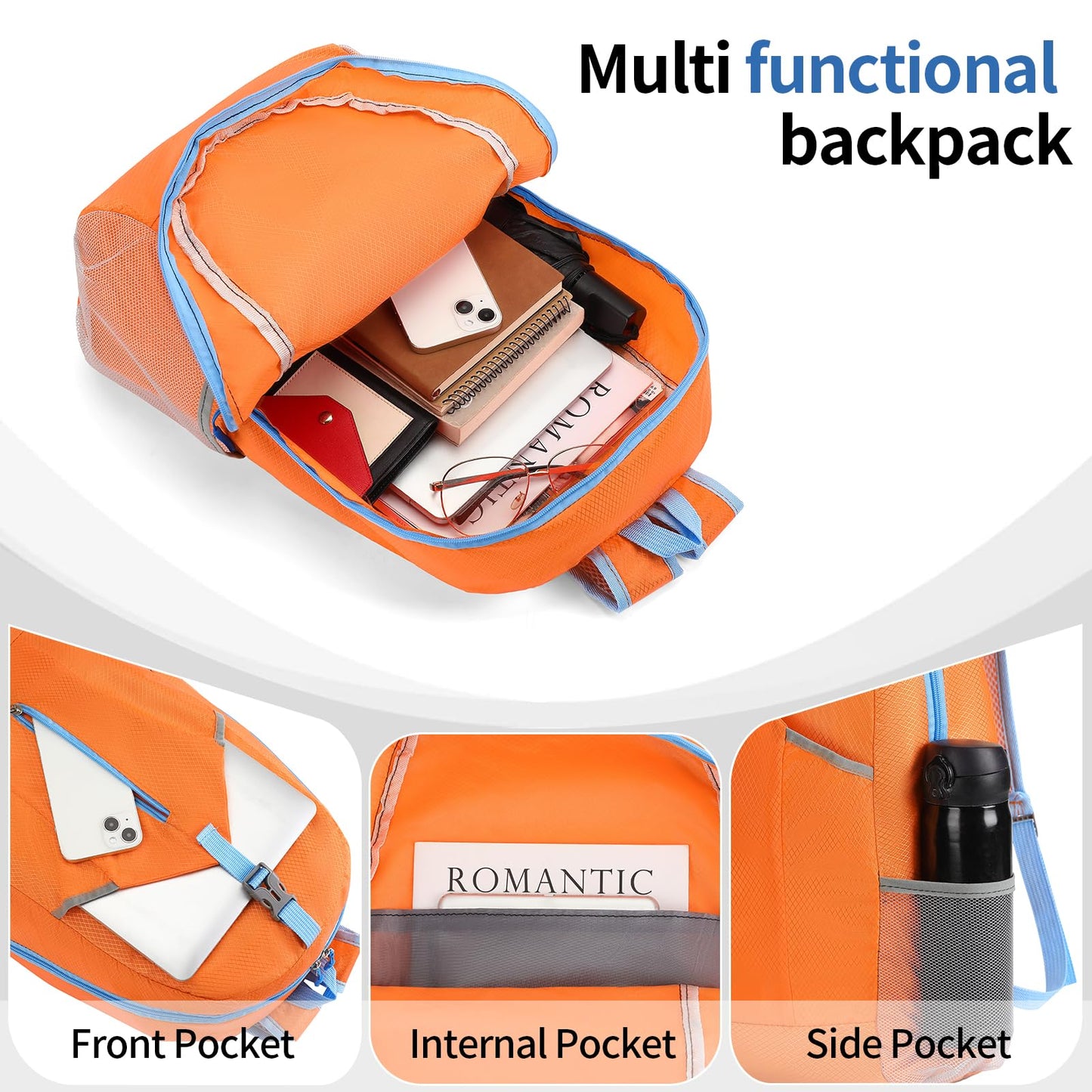 ZAYOKO Waterproof Hiking Backpack Lightweight Foldable Packable Daypack for Outdoor Sports Travel Camping Women Men