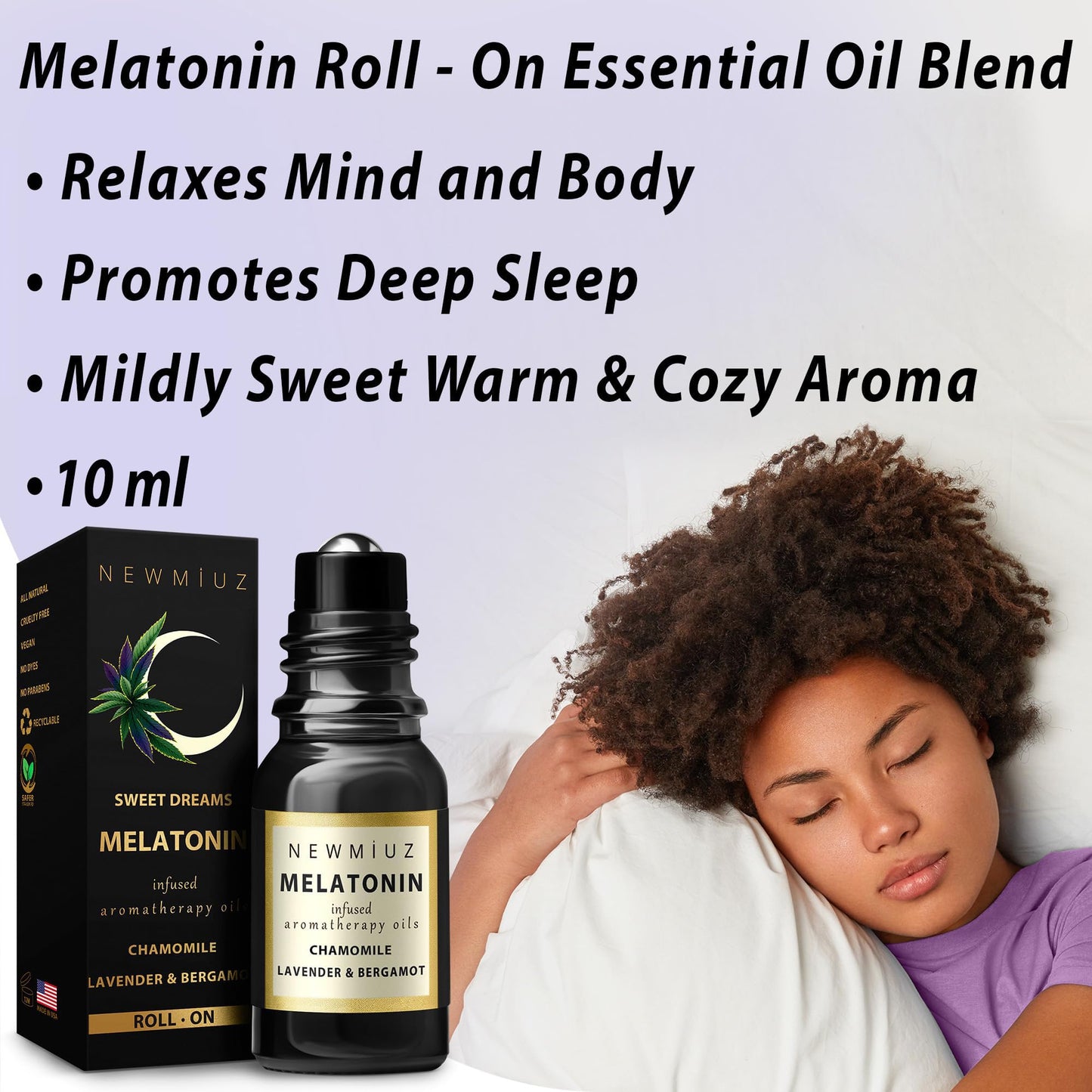 Melatonin Deep Sleep Essential Oil Roll On Calming Aromatherapy Stick Lavender Bergamot Frankincense Chamomile Relaxation Anti Stress Gifts Women Men
