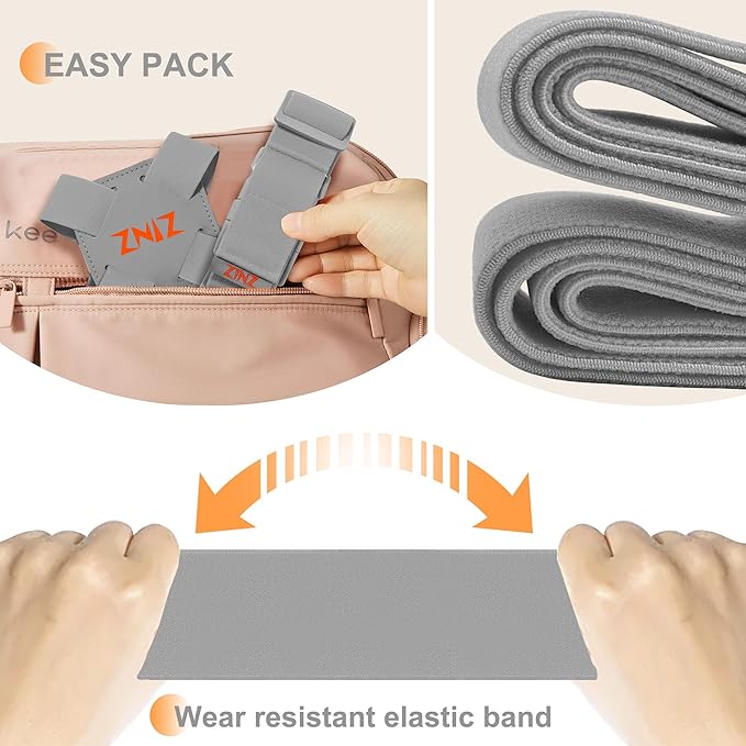 2-Pack Elastic Luggage Straps with Suitcase Bungee, Adjustable Bag Belt Travel Accessories - Gray/Orange