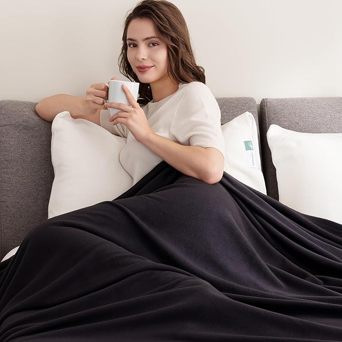 Berkshire Blanket Microfleece Twin Size Bed Blanket Black,Lightweight Soft Breathable Plush Micro Fleece Blanket for Bed Couch Sofa,60x92 Inches