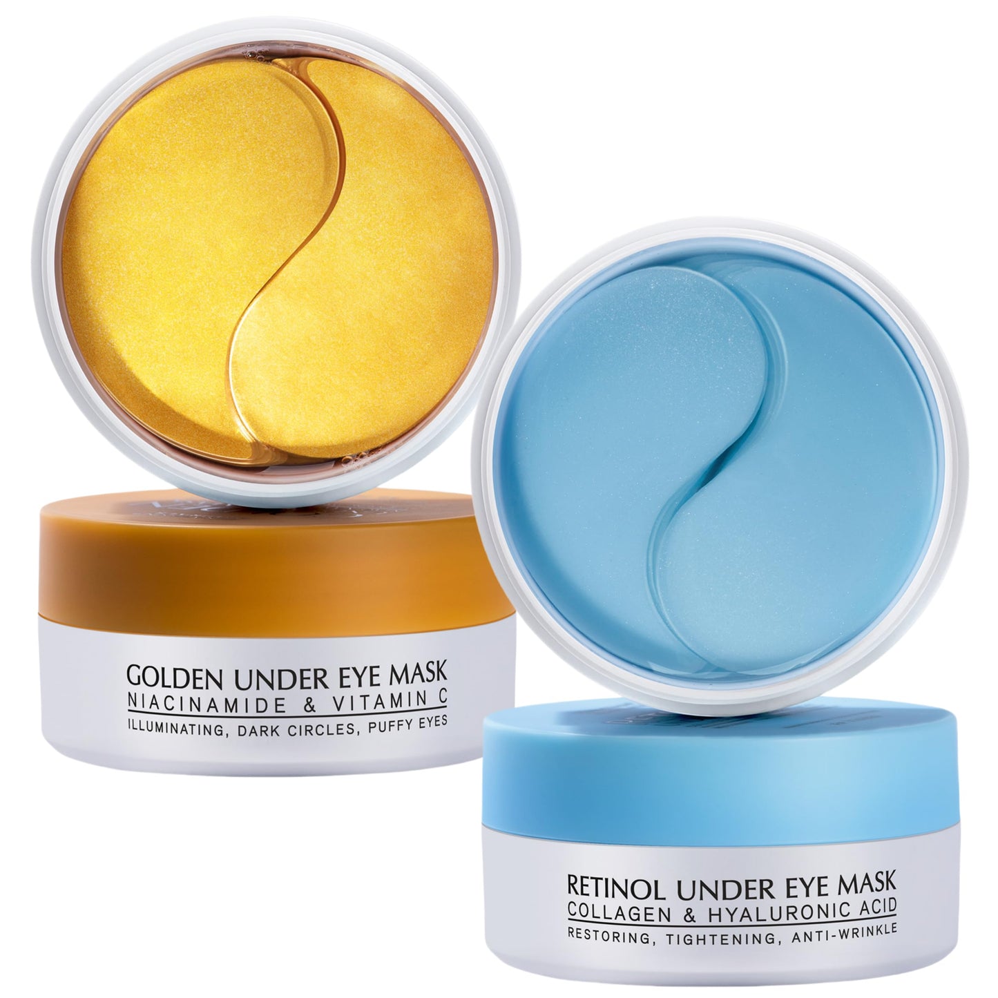 Under Eye Patches Kit: 120 Pcs Retinol & Golden Gel Eye Mask for Dark Circles, Puffiness and Wrinkles - Day & Night Skin Treatment Pads with Niacinamide, Collagen, Hyaluronic Acid & Vitamin C (2 Pack)