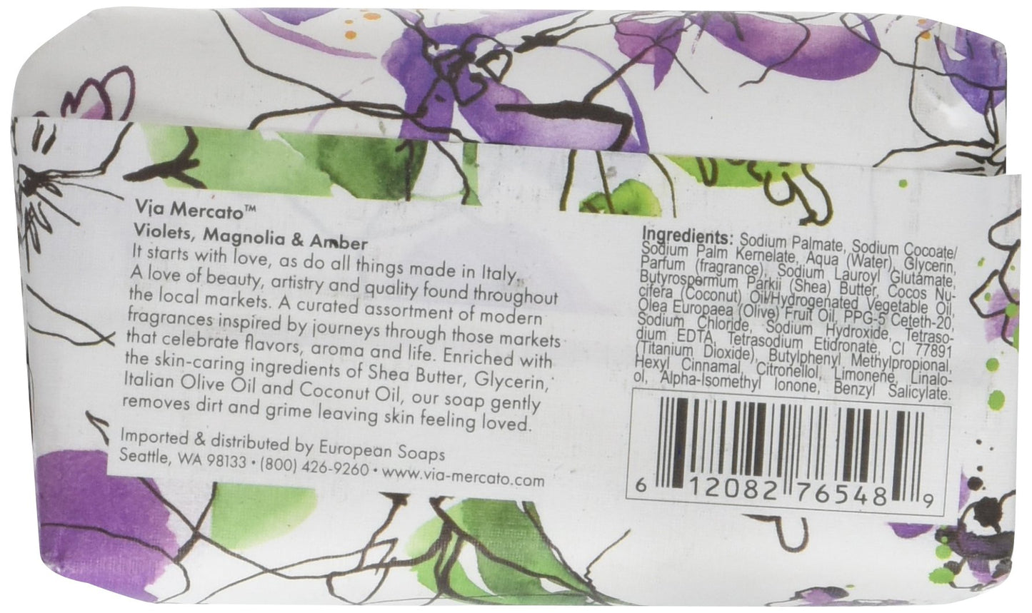 Via Mercato Italian Soap Bar (200 g), No. 4 - Violets, Magnolia & Amber