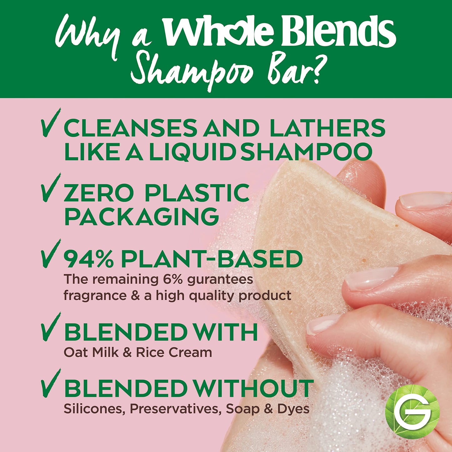 Garnier Whole Blends Softening Shampoo Bar for Fine to Normal Hair, Oat Delicacy, 2 Oz, 1 Count (Packaging May Vary)