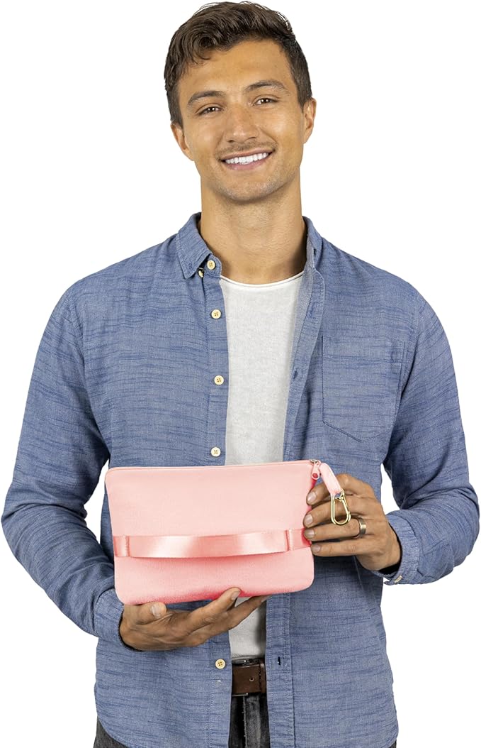 BlueHills Travel Blanket Pillow Compact Lightweight Pocket Size Airplane Traveling Essential Flight Trip Throw in Bag Portable Case Plane Accessory Pink L02