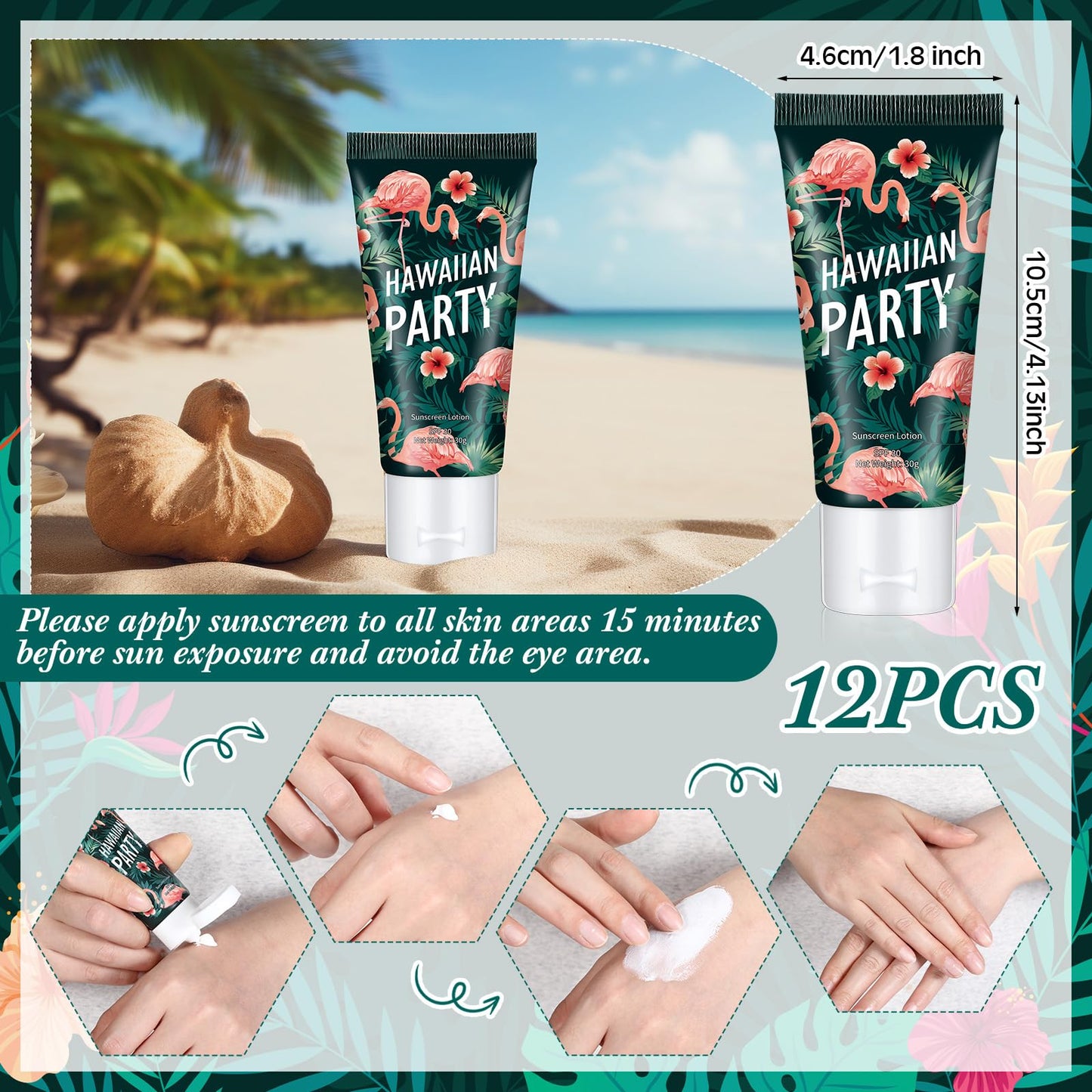 Dansib 12 Pcs Mini Sunscreen Bulk for Summer Travel Size SPF 30 Water Resistant Sunscreen Lotion Bulk for Thank You Gifts Wedding Bridal Shower Favors for Wedding Party(White Cream,Flamingo)